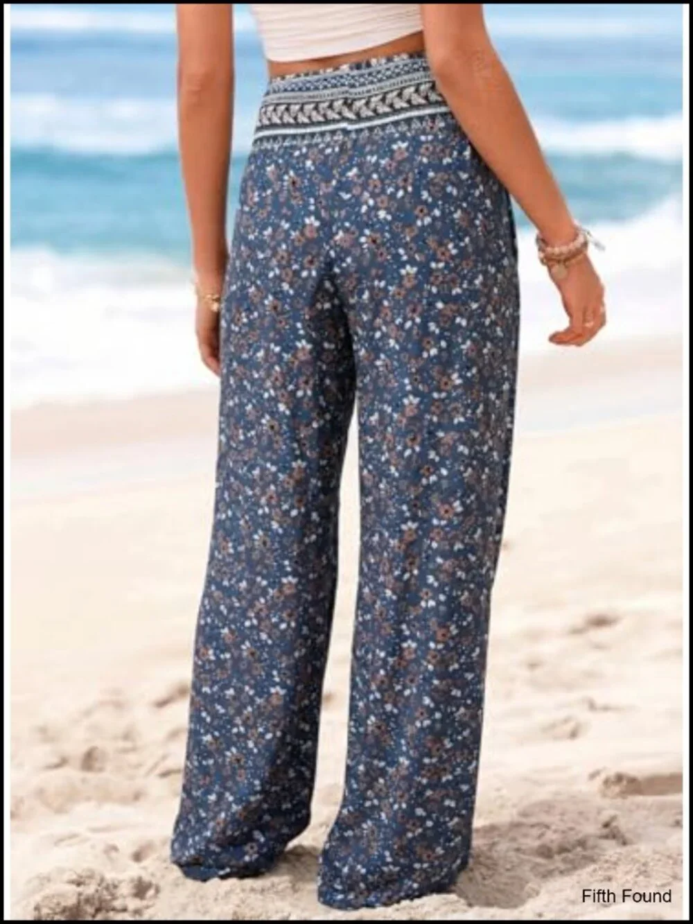 Wide Leg Palazzo Pants with Pocket Smocked Waist Boho